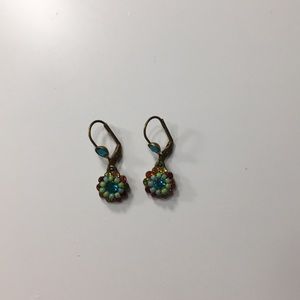 Multicolored hanging flower earrings